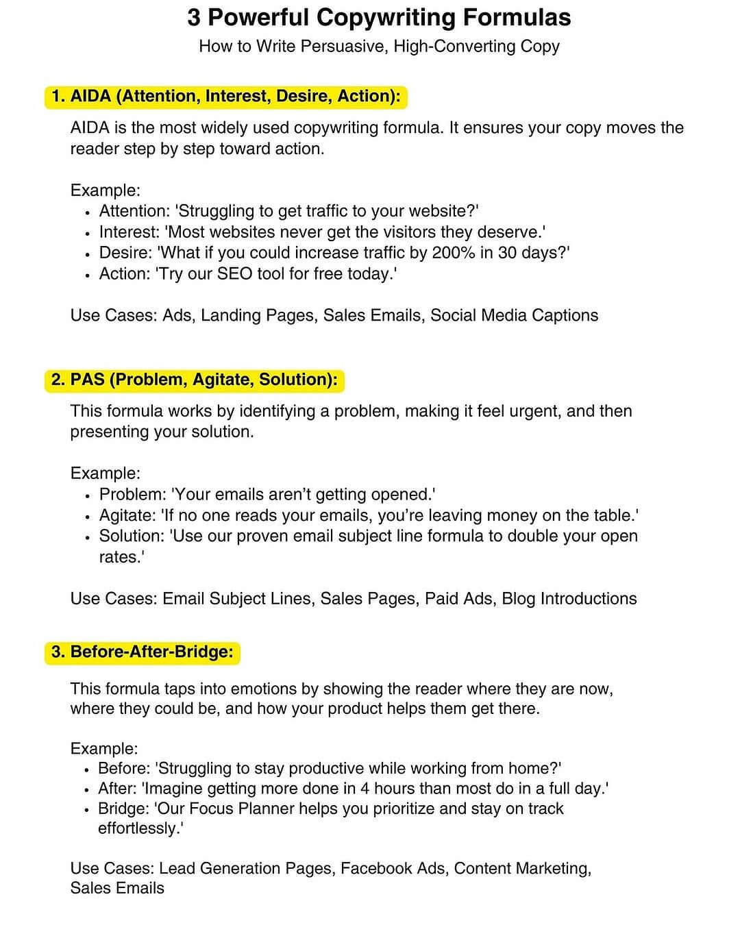 copywriting formulas